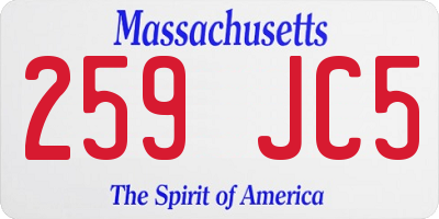 MA license plate 259JC5