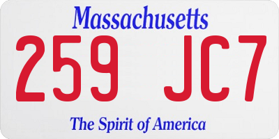 MA license plate 259JC7