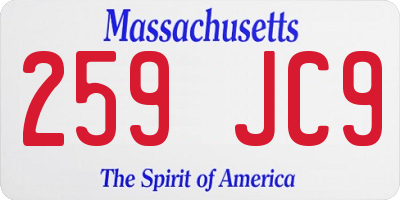 MA license plate 259JC9
