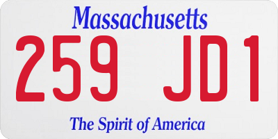MA license plate 259JD1