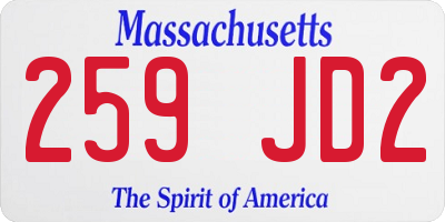 MA license plate 259JD2