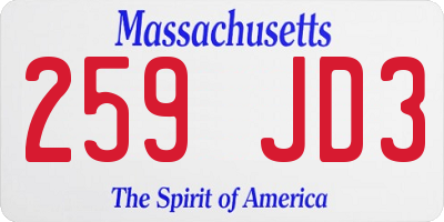 MA license plate 259JD3