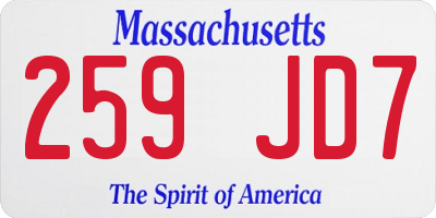 MA license plate 259JD7