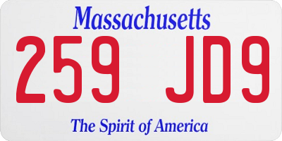 MA license plate 259JD9