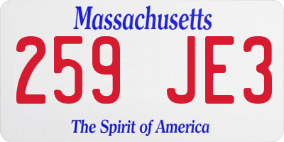 MA license plate 259JE3