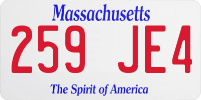 MA license plate 259JE4