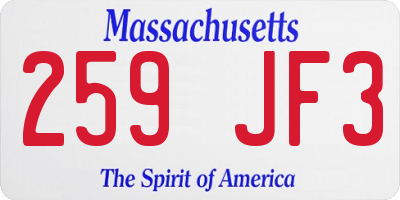 MA license plate 259JF3
