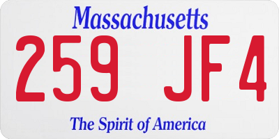 MA license plate 259JF4