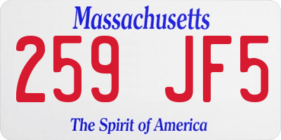 MA license plate 259JF5