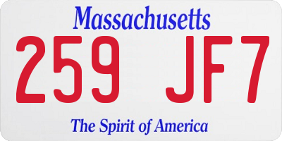 MA license plate 259JF7