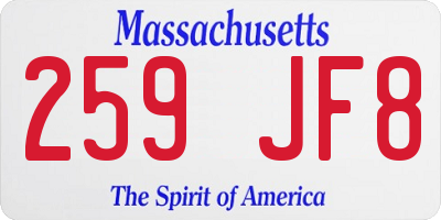 MA license plate 259JF8