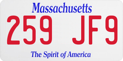 MA license plate 259JF9
