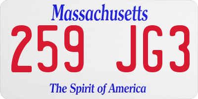 MA license plate 259JG3
