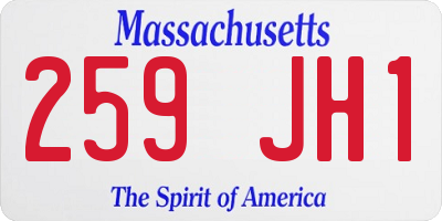 MA license plate 259JH1