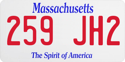 MA license plate 259JH2
