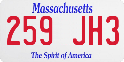 MA license plate 259JH3