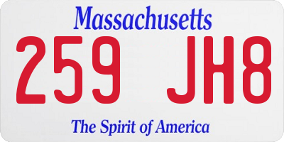 MA license plate 259JH8