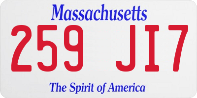 MA license plate 259JI7