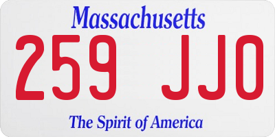 MA license plate 259JJ0