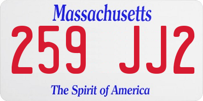 MA license plate 259JJ2