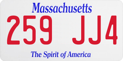 MA license plate 259JJ4
