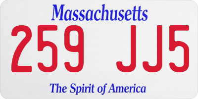 MA license plate 259JJ5