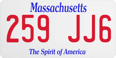 MA license plate 259JJ6