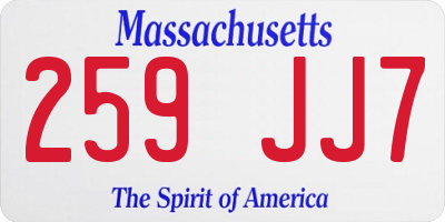 MA license plate 259JJ7