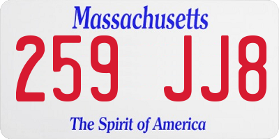 MA license plate 259JJ8