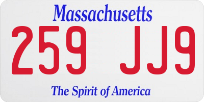 MA license plate 259JJ9