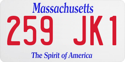 MA license plate 259JK1