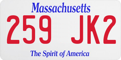 MA license plate 259JK2
