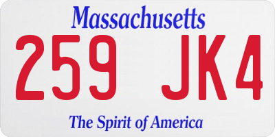 MA license plate 259JK4