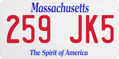 MA license plate 259JK5