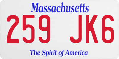 MA license plate 259JK6