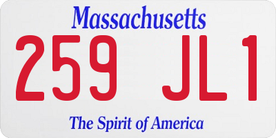 MA license plate 259JL1