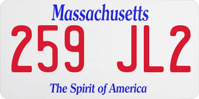 MA license plate 259JL2