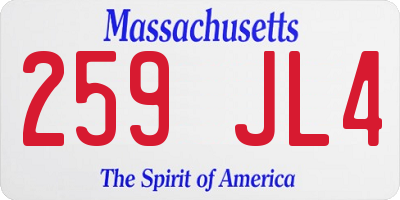 MA license plate 259JL4