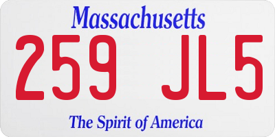 MA license plate 259JL5
