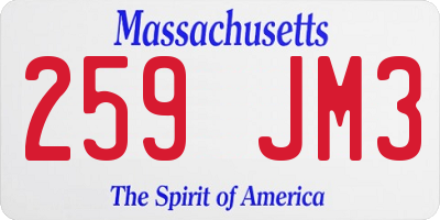 MA license plate 259JM3