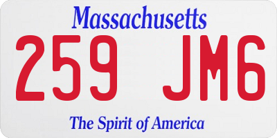 MA license plate 259JM6