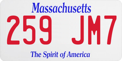 MA license plate 259JM7