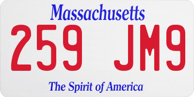 MA license plate 259JM9