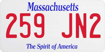 MA license plate 259JN2