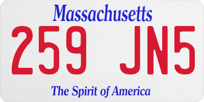 MA license plate 259JN5