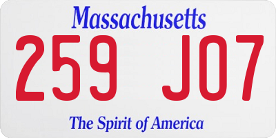 MA license plate 259JO7