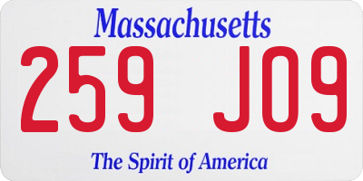 MA license plate 259JO9