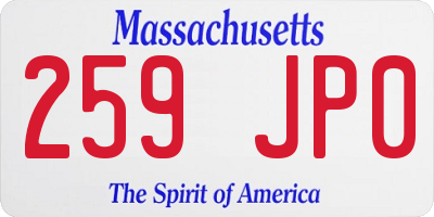 MA license plate 259JP0