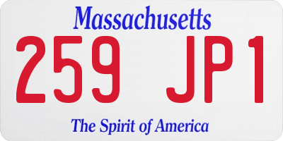 MA license plate 259JP1