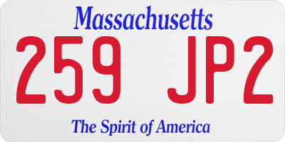 MA license plate 259JP2